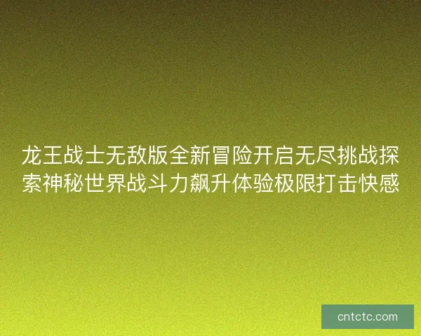 龙王战士无敌版全新冒险开启无尽挑战探索神秘世界战斗力飙升体验极限打击快感