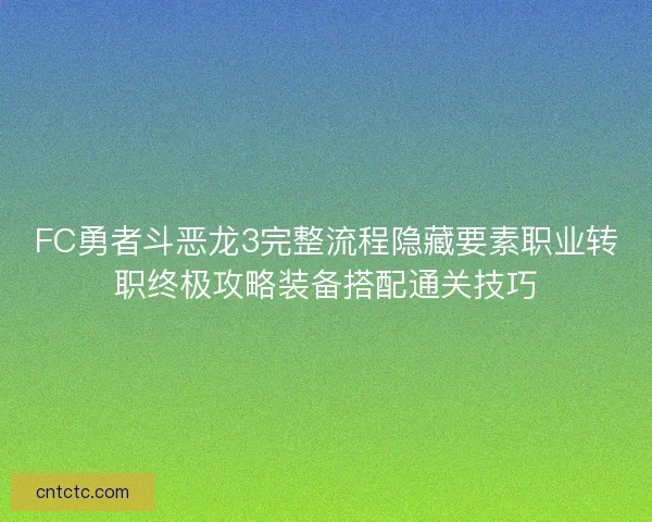 FC勇者斗恶龙3完整流程隐藏要素职业转职终极攻略装备搭配通关技巧